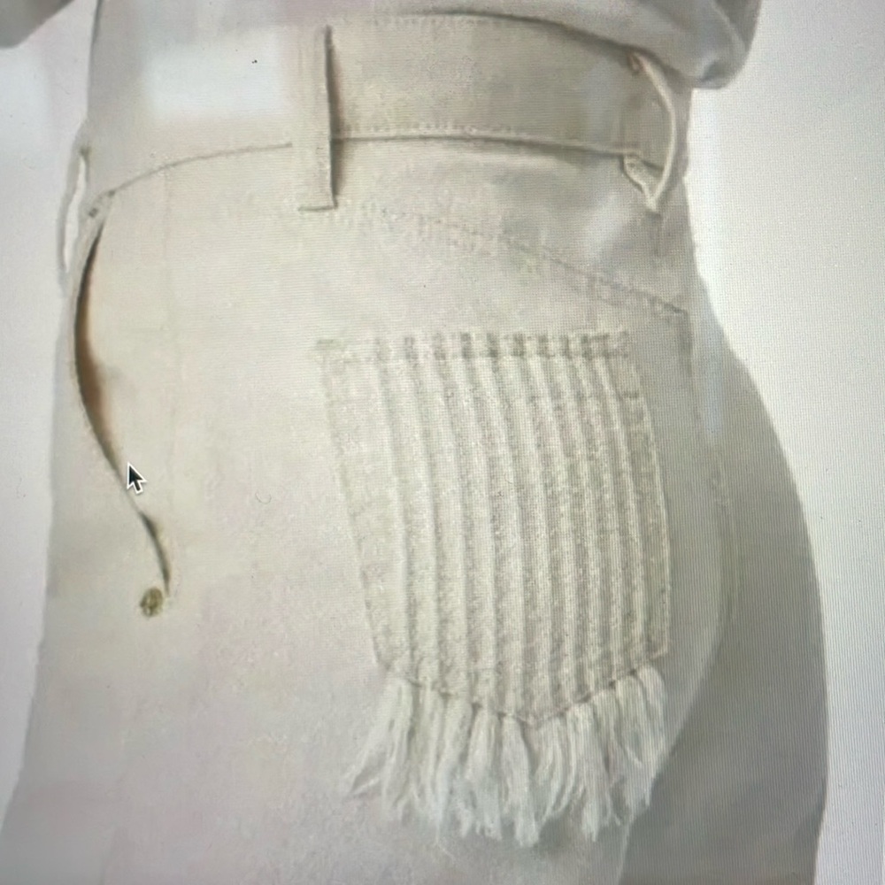 Tory Burch high waist wide leg, Caroline Cream jeans with Fringe Detail